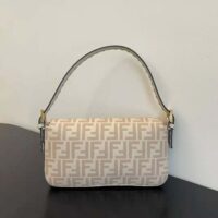 Fendi Women Medium Baguette 1997 Beige FF Wool Bag (1)