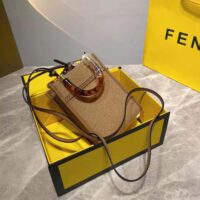 Fendi Women Mini Sunshine Shopper Brown Flannel Mini-Bag (1)