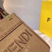 Fendi Women Mini Sunshine Shopper Brown Flannel Mini-Bag (1)