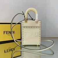 Fendi Women Mini Sunshine Shopper White Leather Mini Bag (1)