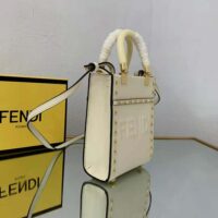 Fendi Women Mini Sunshine Shopper White Leather Mini Bag (1)