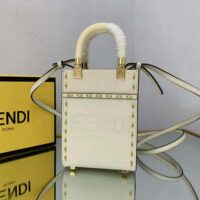 Fendi Women Mini Sunshine Shopper White Leather Mini Bag (1)