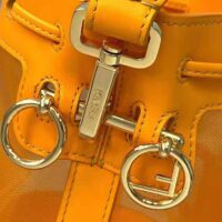 Fendi Women Mon Tresor Leather and Mesh Mini-bag-orange (1)