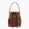 Fendi Women Mon Tresor Mini-Bag in Brown Sheepskin