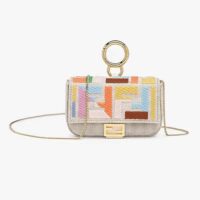 Fendi Women Nano Baguette Charm Beige Canvas Charm (1)