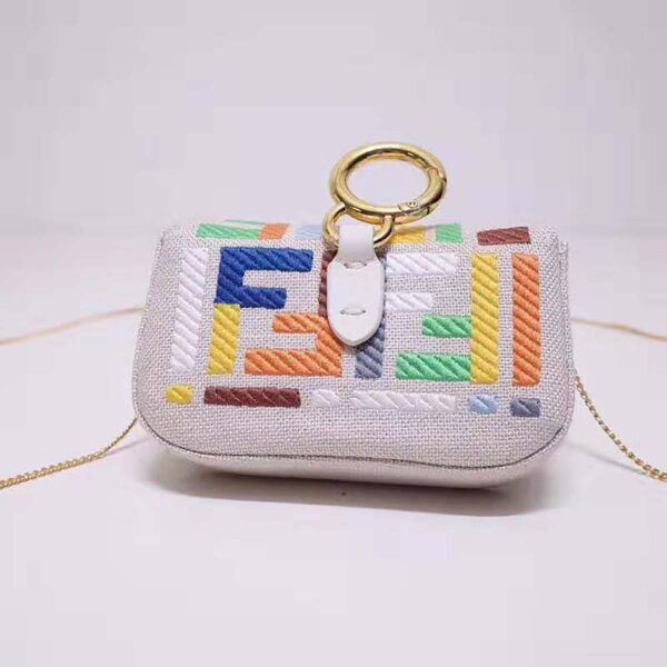 Fendi Women Nano Baguette Charm Beige Canvas Charm (4)