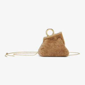 Fendi Women Nano Fendi First Beige Sheepskin Charm