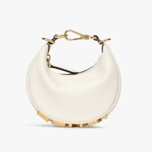 Fendi Women Nano Fendigraphy White Leather Charm