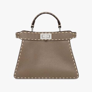 Fendi Women Peekaboo Iseeu Small Gray Full Grain Leather Bag