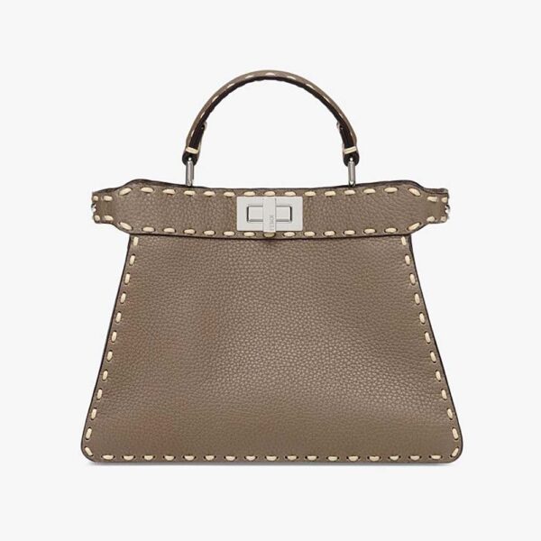 Fendi Women Peekaboo Iseeu Small Gray Full Grain Leather Bag (1)