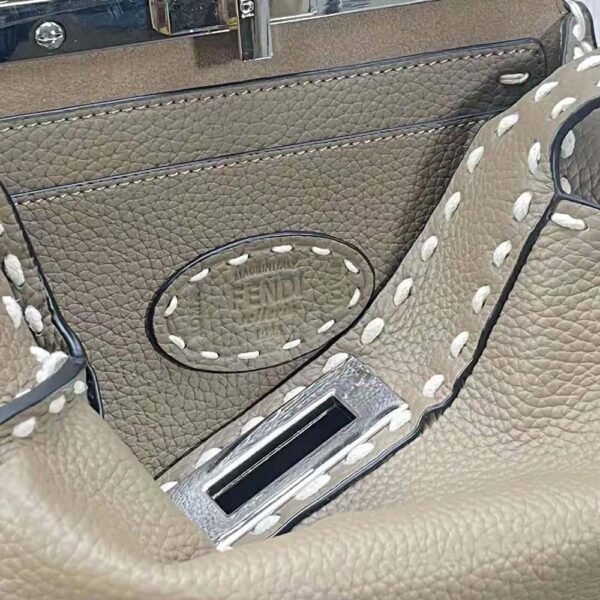 Fendi Women Peekaboo Iseeu Small Gray Full Grain Leather Bag (6)