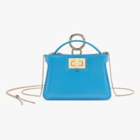 Fendi Women Pico Peekaboo Charm Light Blue Nappa Leather Charm (1)