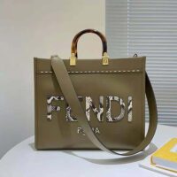 Fendi Women Sunshine Medium Gray Leather and Elaphe Shopper (1)