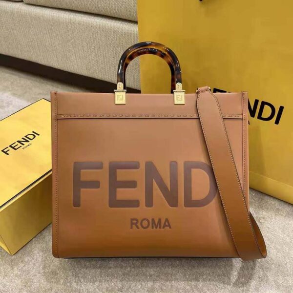 Fendi Women Sunshine Medium Leather Shopperbrown (2)