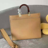 Fendi Women Sunshine Medium Light Brown Leather and Elaphe Shopper Bag (1)