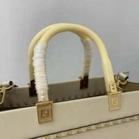 Fendi Women Sunshine Medium White Leather Shopper (1)