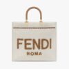 Fendi Women Sunshine Medium White Sheepskin Shopper