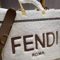 Fendi Women Sunshine Medium White Sheepskin Shopper (1)