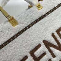 Fendi Women Sunshine Medium White Sheepskin Shopper (1)