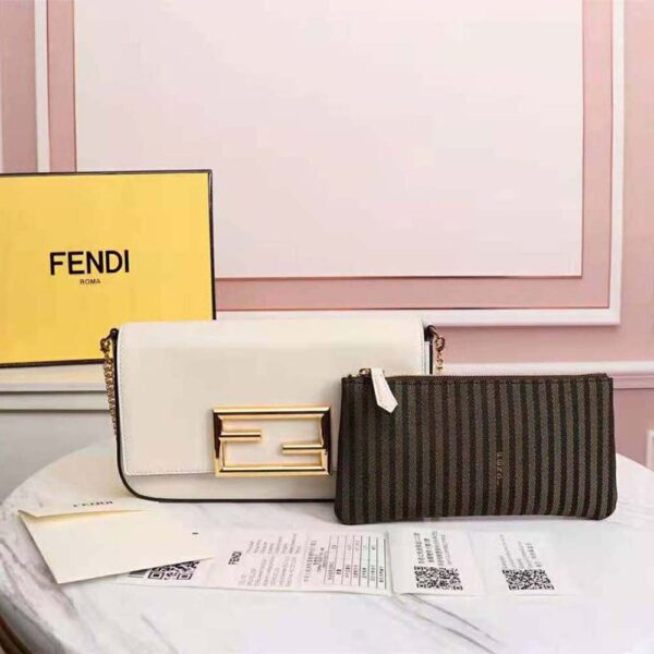 Fendi Women Wallet on Chain with Pouches Leather Mini-Bag-white (5)