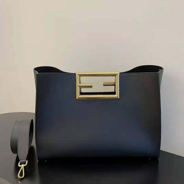 Fendi Women Way Medium Made of Camellia-Colored Leather Bag-black (2)