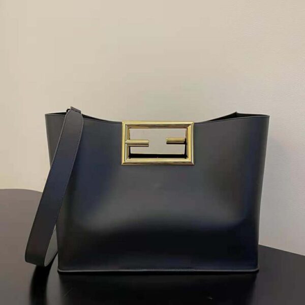 Fendi Women Way Medium Made of Camellia-Colored Leather Bag-black (4)