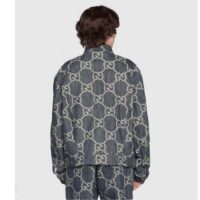 Gucci GG Men Pineapple Jacket Blue Ivory Jumbo GG Jacquard Denim (2)