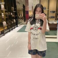 Gucci GG Women Cotton Jersey ‘Gucci Firenze 1921’ White T-Shirt Crewneck Oversize Fit (1)