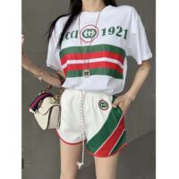 Gucci GG Women Cotton T-Shirt White Cotton Jersey Crewneck Oversize Fit (13)