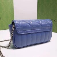 Gucci Unisex GG Marmont Matelassé Mini Bag Blue Matelassé Leather Double G (6)