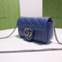 Gucci Unisex GG Marmont Matelassé Mini Bag Blue Matelassé Leather Double G (6)