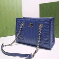 Gucci Unisex GG Marmont Medium Matelassé Leather Blue Bag Double G (10)