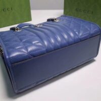 Gucci Unisex GG Marmont Medium Matelassé Leather Blue Bag Double G (10)