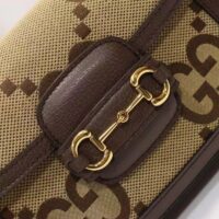 Gucci Unisex Horsebit 1955 Jumbo GG Mini Bag Camel Ebony Canvas (2)