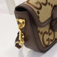 Gucci Unisex Horsebit 1955 Jumbo GG Mini Bag Camel Ebony Canvas (2)