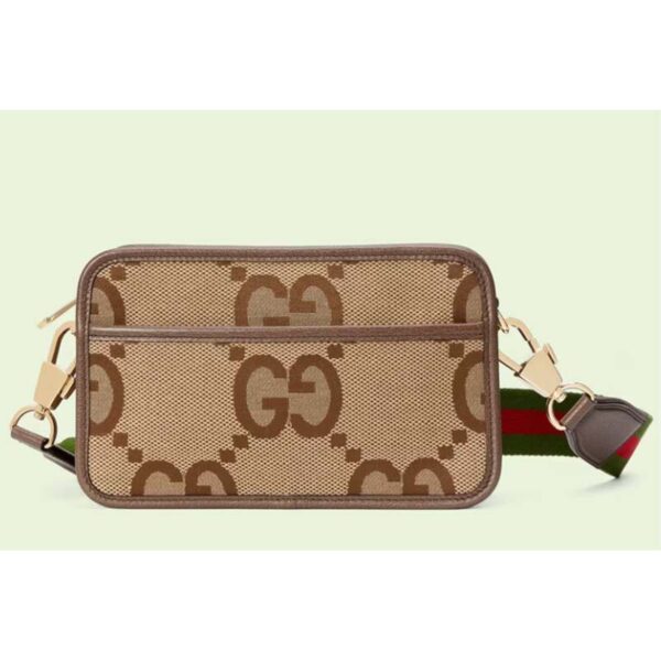 Gucci Unisex Jumbo GG Mini Bag Camel Ebony Canvas Double G (8)