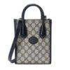 Gucci Unisex Mini Tote Bag Interlocking G Beige Blue GG Supreme Canvas