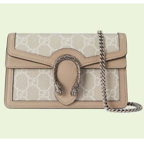 Gucci Women Dionysus GG Super Mini Bag Beige White GG Supreme Canvas (6)