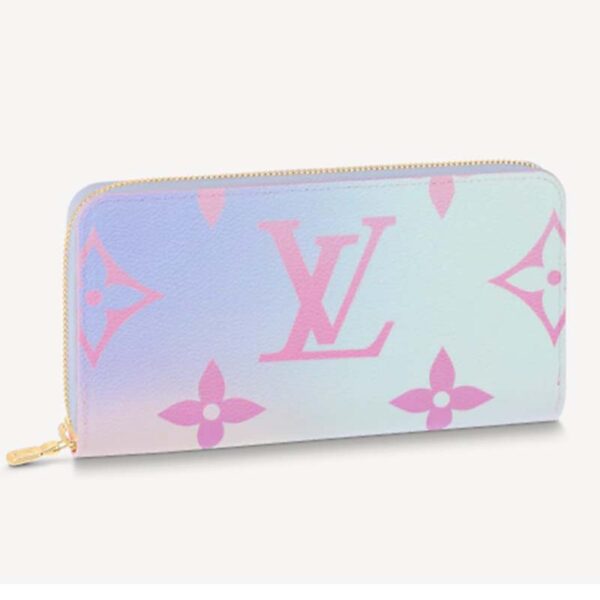 Louis Vuitton LV Unisex Zippy Wallet Sunrise Pastel Monogram Coated Canvas Cowhide (4)