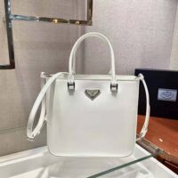 Prada Women Brushed Leather Tote Bag-White (1)