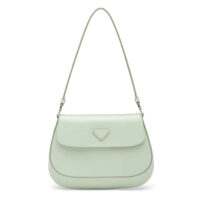 Prada Women Cleo Brushed Leather Dhoulder Bag with Flap-lime (1)