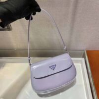 Prada Women Cleo Brushed Leather Shoulder Bag with Flap-Purple (1)