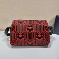 Prada Women Jacquard Knit and Leather Prada Signaux Bag-red (1)