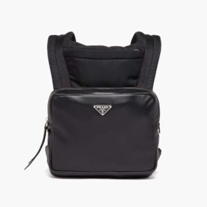 Prada Women Leather Backpack with Hood-Black