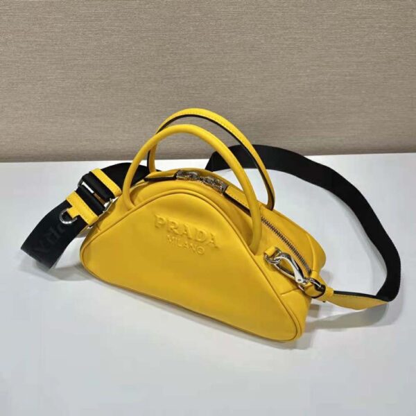 Prada Women Leather Prada Triangle Bag-Yellow (3)