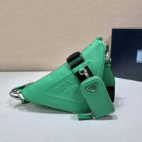 Prada Women Leather Triangle Shoulder Bag-Green (1)