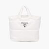 Prada Women Padded Re-Nylon Tote Bag-White