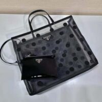 Prada Women Polka-Dot Mesh Tote Bag-Black (1)