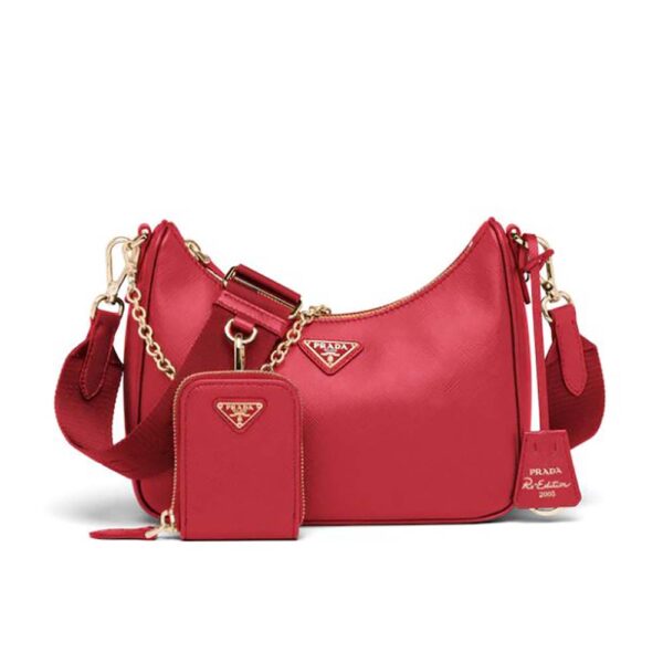 Prada Women Prada Re-Edition 2005 Saffiano Leather Bag-red (1)