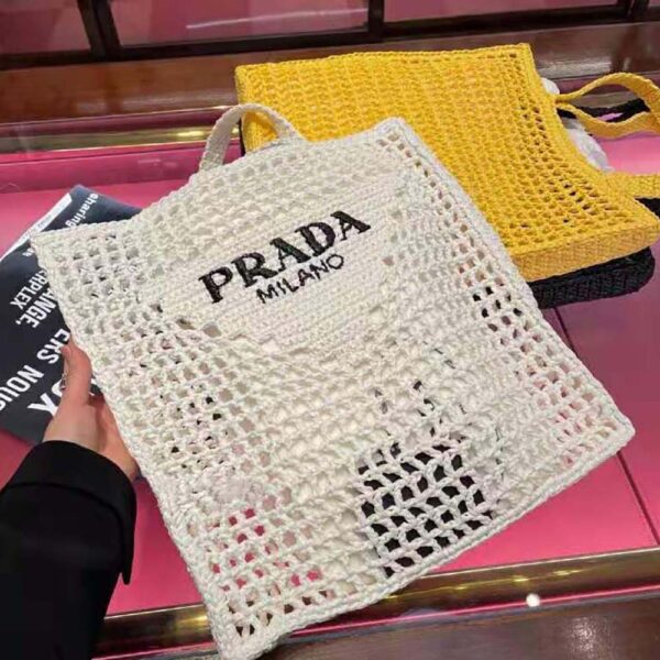 Prada Women Raffia Tote Bag-white (4)